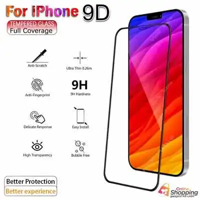 Screen Protector IPhone 15 14 13 12 11 XR XS X 8 7 6S Curved FULL COVER 9D GLASS • £0.99