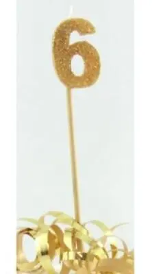 Gold Glitter Number Cake Candle Birthday Celebration Party 19cm Topper • $9.95