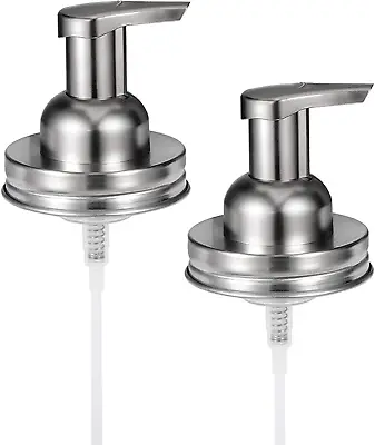 Mason Jar Foaming Soap Pump Dispenser Lids(2)-Rustproof Stainless Steel Lid/Plas • $13.36