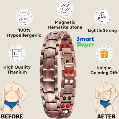 New Magnetic Bracelet Therapy Weight Loss Arthritis Health Pain Relief Men Women • £4.49