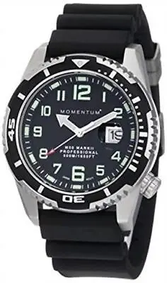 Momentum M50 Mark II Dive Watch Large Black Dial W/ Black Rubber Dive Strap • $324