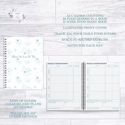 £7.45 • Buy Food Diary Calorie Counting A5 12 Weeks 84 Food Diaries In A Book Diet Diary