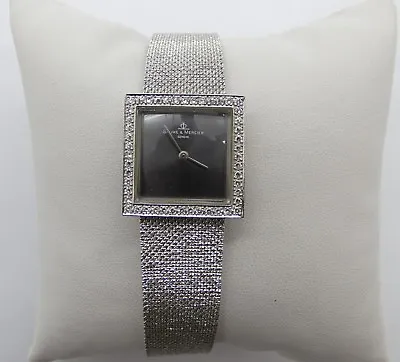 Vintage White Gold Baume & Mercier Square Top Watch With Diamond Bezel • $2150