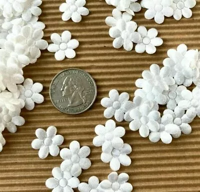 100 Pc X 5/8  Padded Snow White Spring Satin Flower Appliques For Wedding ST593L • $5.99