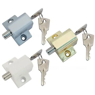 Sliding Patio Door Lock Security Dead Bolt Push Key Locking UPVC Metal Windows • £8.78