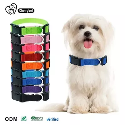 Dog Puppy Collar Soft Adjustable Nylon Pet Collars 9 Colours 3 Size UK Stock • £3.29