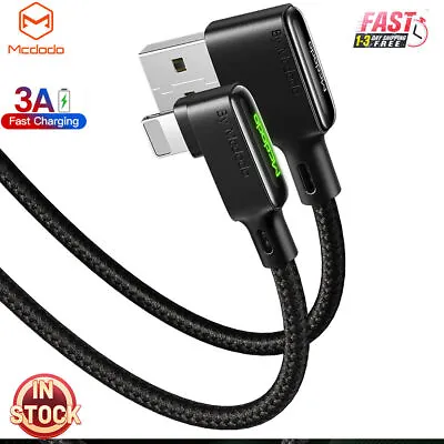 $9.99 • Buy USB A To IPhone 90 Degree Right Angle Design Gaming IPhone LED Nylon Braided