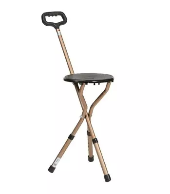 Drive Adjustable Aluminium Cane Seat Folding Walking Stick Chair Tripod Stool • £24.95