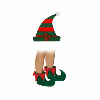 New Adult Deluxe Elf Shoes & Hat Christmas Party Fancy Dress Accessory UK • £2.99