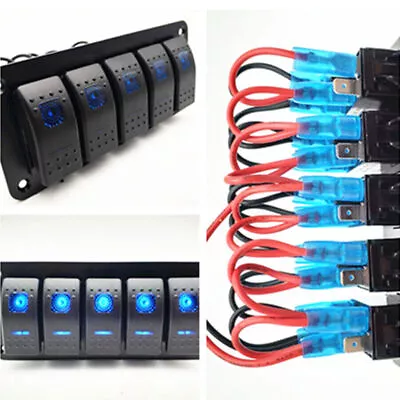 5Gang Waterproof Rocker Switch Board LED Indicator Marine Yacht Boat Accessories • $32.98