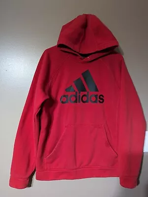 Adidas Hoodie Men's Large Red Pullover Long Sleeve No Drawstring  • $19.99