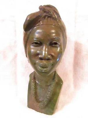 Green Verdite Hand Carved African Bust Signed • $200