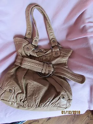 Tan Khaki Boho RED By MARC ECKO Shoulder Bag Purse Distressed Peeble Bohemian  • $6.49