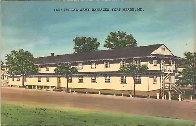 Postcard Typical Army Barracks Fort Meade Maryland Unused Linen • $4.99