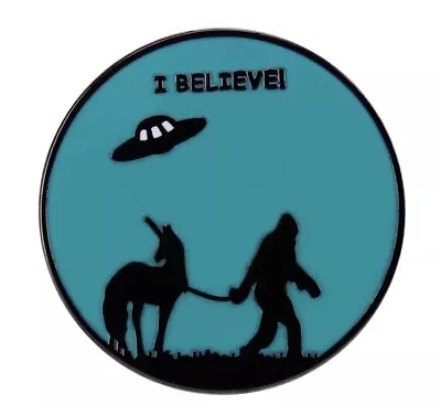 Believer Sasquatch Bigfoot UFO Unicorn Aliens Yeti I Believe Metal Pin Badge • £8.50