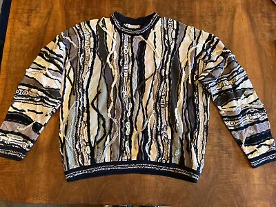 VTG 80s 90s Coogi Sweater Mens Large Australia Textured Wool Black White • $199.95