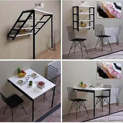 Murphy Folding Table Wall Mounted Dining Table Converts To 4-Tier Wall Shelf • $249.95