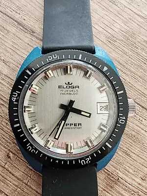 Vintage ELOGA  FORTIS - Flipper Olympic Diver's Wristwatch 1970's  - Rare • $150