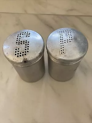 $15 • Buy Vintage Spun Aluminum Large Salt & Pepper Shakers Collectible 