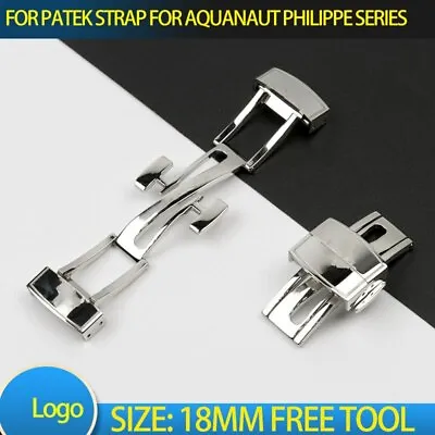 18mm Stainless Steel Folding Buckle Clasp For Patek Philippe Aquanaut 5164a 5167 • $43.13