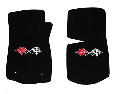 NEW! FLOOR MATS 1969-1982 C3 Corvette With Embroidered Flag Emblem Logo Pair Set • $138.99