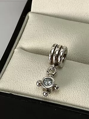 $28 • Buy Genuine Pandora Blue Topaz Dangle Compass Look Sterling Silver Bracelet Charm