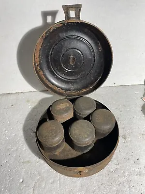 Antique Round Metal Spice Tin Box - Rustic • $7.99