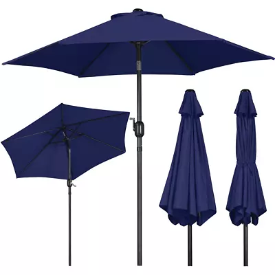 7.5FT Patio Umbrella With 6 Ribs Push Button Tilt And Crank For Garden Market US • $37.99