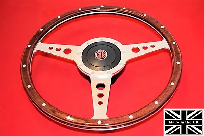 14  Premier Riveted Wood Steering Wheel & Hub. Fits MG Midget 71-79 • $238.95