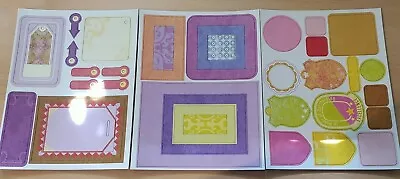 3 A5 Chipboard Die Cut Sheets - Frames Tags And Labels - Purple & Pink • £4.50