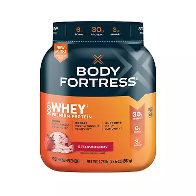 Body Fortress 100% Whey Premium Protein Powder Strawberry 1.78lbs • $22.98