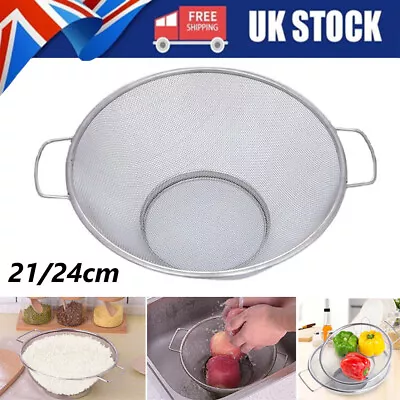 Stainless Steel Fine Mesh Strainer Bowl Drainer Vegetable Sieve Colander Kitchen • £8.58