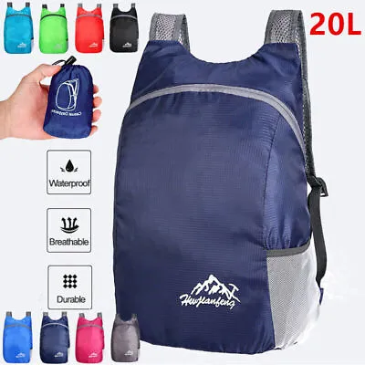 20L Hiking Camping Bag Large Foldable Backpack Outdoor Travel Luggage Rucksack • £4.79