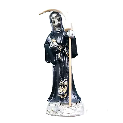 5  Estatua De La Santa Muerte Black Negra Holy Death Mexico Fixed Cured Statue • $19.49