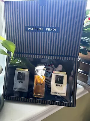 Vintage FENDI 1.7 Fl Oz Perfume Body Lotion Bath Shower Gel Gift Set Rare! Nos • $225