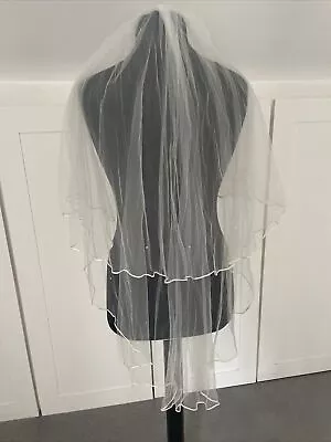 £20 • Buy (V29) SILK Trimmed Ex Boutique Bridal Wedding Veil 2 Tier With Crystals & Comb