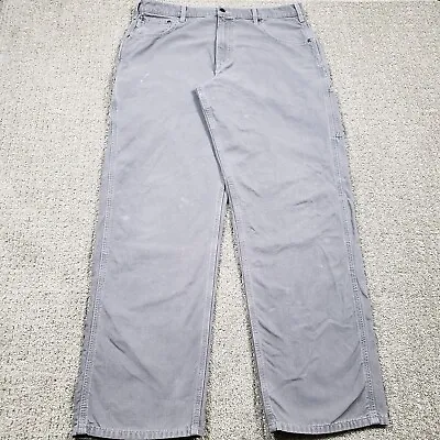 CARHARTT Pants Mens 38x34 Gray Loose Fit Canvas Carpenter Baggy Skater Work Wear • $25