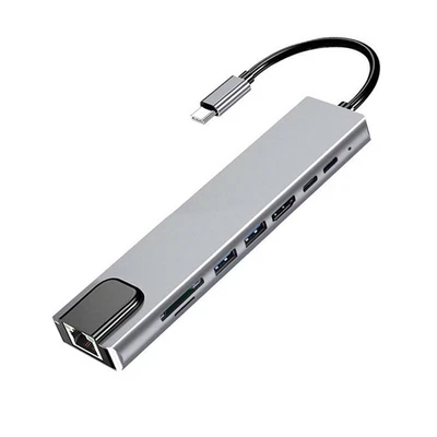 $27.38 • Buy Multi Functional 8 In 1 USB Type C USB Hub Adapter SD/TF Card Reader For Laptop
