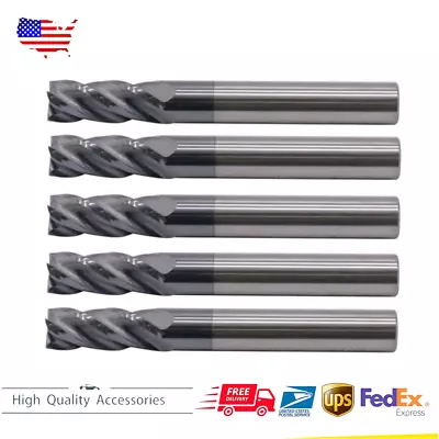 Quantity 5 - 5/16  4 Flute Carbide End Mill - Regular Length - Tialn Coated USA • $49.99