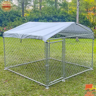 6.56 X 6.56FT Metal Outdoor Dog Kennel Pet House Enclosure Run Cage With Roof UK • £189