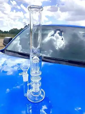 $46.99 • Buy 16 Inch Heavy Clear Thick Glass Bong Water Pipes 18mm Joint Smoking Bubbler