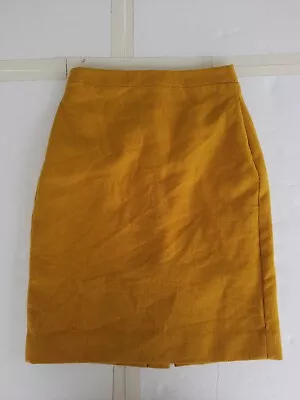 J.Crew  Womens No.2 100% Wool Pencil Skirt In Yellow Gold Style 88707 Size 6 • $10