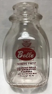 Vintage Milk Bottle Country Belle - Half Pint Red Painted Label - Pittsburgh PA • $9.90