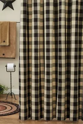 $41.95 • Buy Black Tan Wicklow Shower Curtain Large Check Primitive Country Farmhouse 72x72