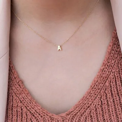 £3.51 • Buy Necklace Initial Gold Color Letter Thin Chain Alphabet Personalized Choker UK
