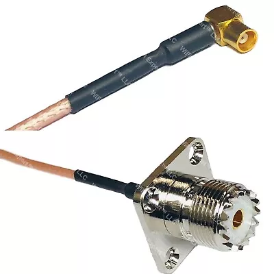 RG316 MCX FEMALE ANGLE To UHF Female Flange RF Cable Rapid-SHIP LOT • $7.99