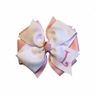 Light Pink Monogram Hair Bow • $7