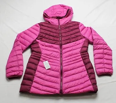 Lands End Women's Down Ultralight Packable Hooded Jacket EJ1 Magenta Berry Small • $61.59