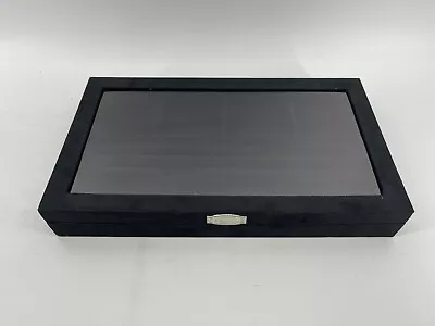 Vintage Prestige Velvet Satin Earring Jewelry Box Black 15” X 9” Fast Shipping • $26.24