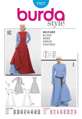 Burda Ladies Easy Sewing Pattern 7977 Historical Damsel Fancy Dress Costumes ... • £13.99